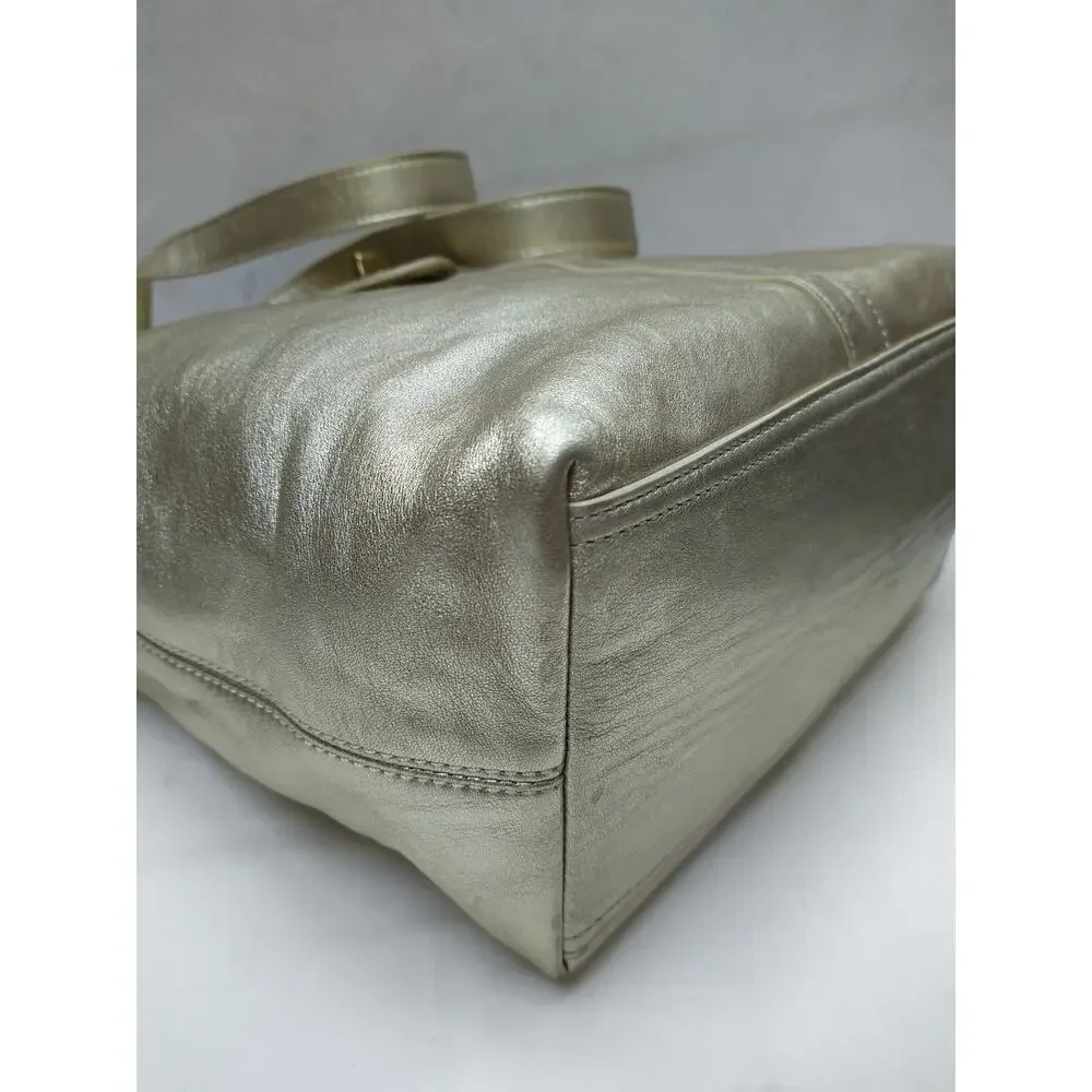 Coach Lily Metallic Gold Leather Limited Ed TurnLock Tote Bag - VTG